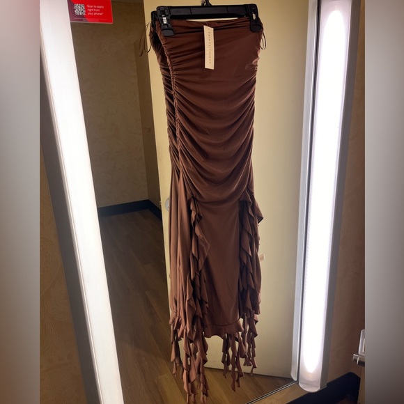 NWT ⚜️🖤⚜️ Thirty Thirty LA Sexy Ruffle Side Tube Dress BLACK - Picture 10 of 13